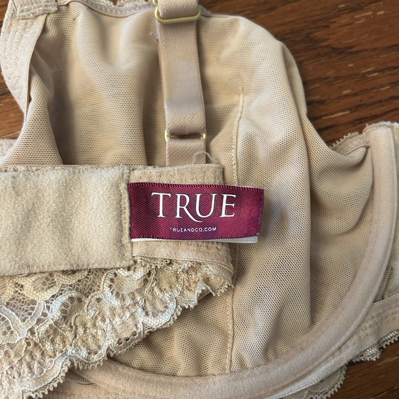 True & Co Bra 36DD Beige Nude Underwire Lace Unlined Full Coverage Adjustable - Picture 11 of 11